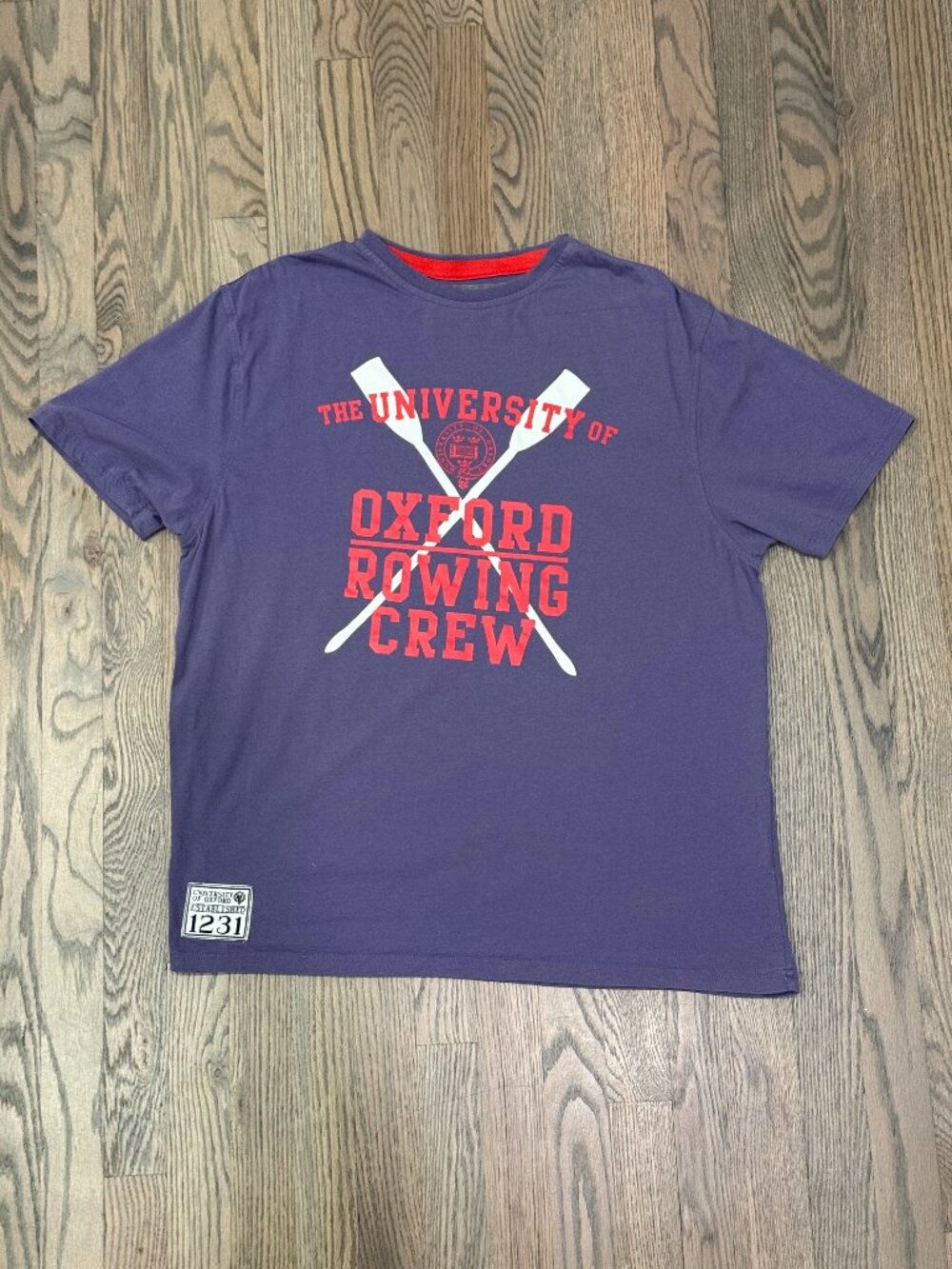 Official University of Oxford Rowing Crew Purple Crew Neck T-Shirt X-Large
